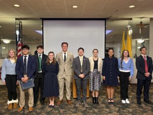 Students and organisers standing together at the High School Pro Life Oratory Contest awards ceremony.